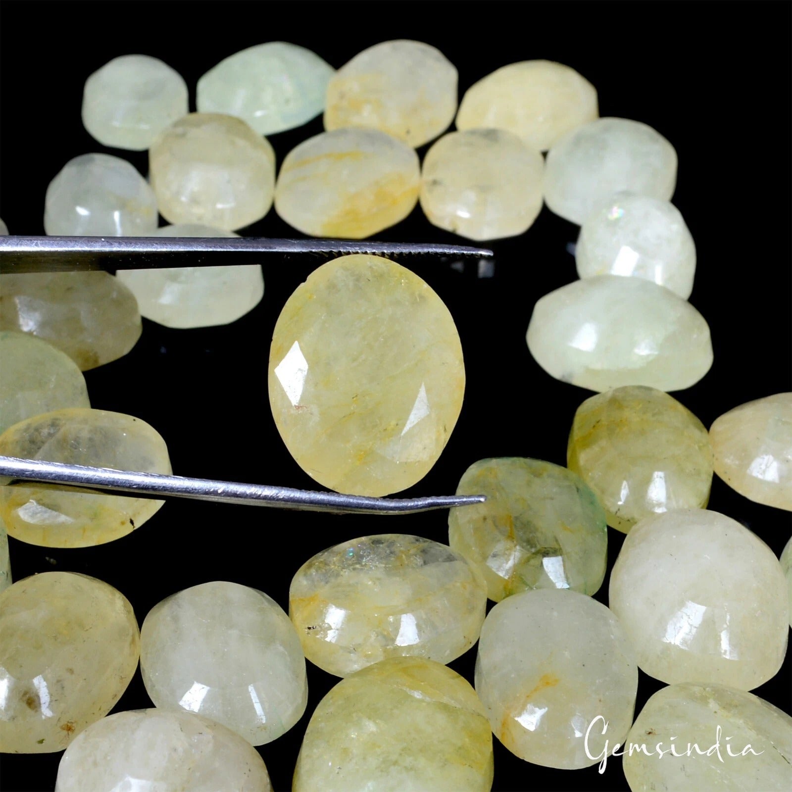 440 Cts/38 Pcs Natural Untreated Yellow Beryl Heliodor Oval Loose Gems Lot
