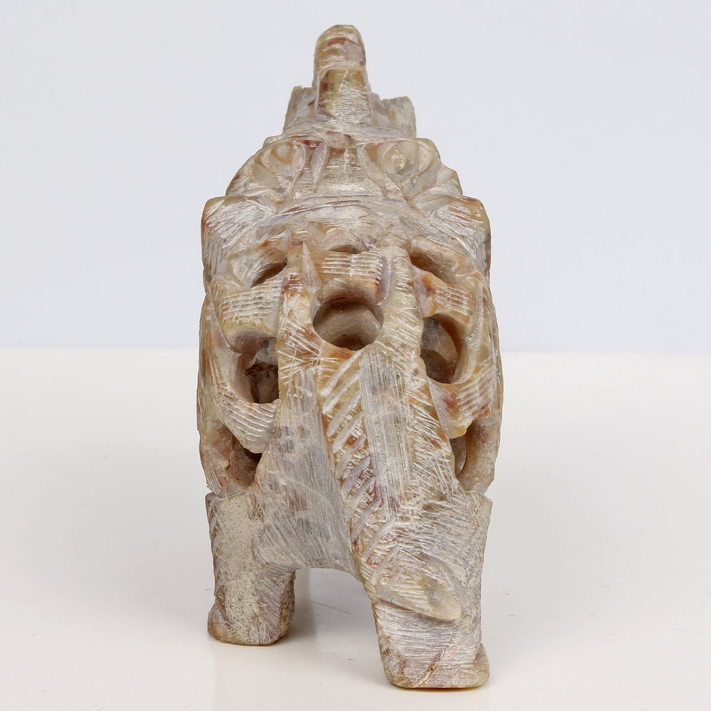 1050 Ct Soapstone Carved Elephant - Baby Inside Mother's Tummy Sculpture/Statue