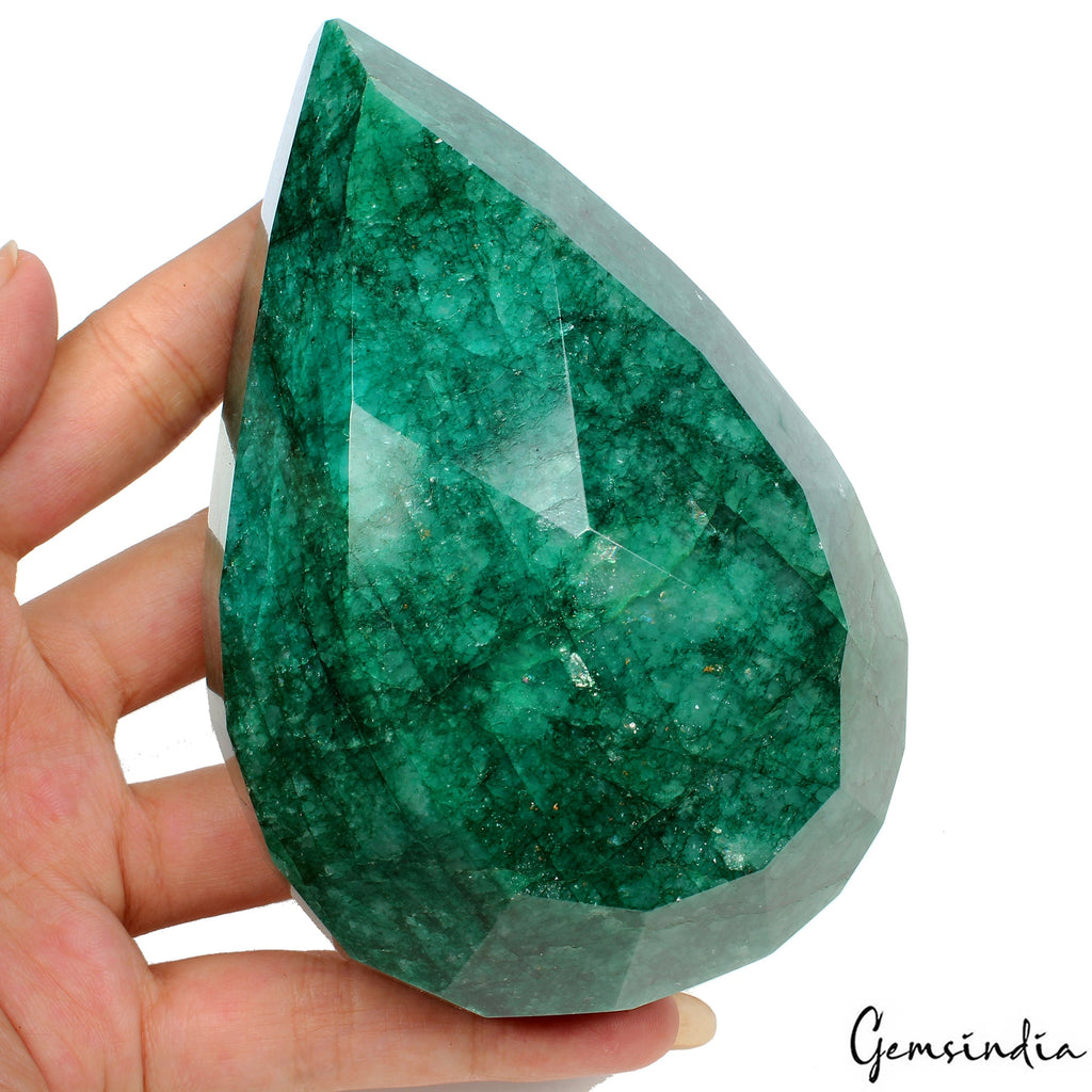 2960 Ct Natural Green Brazilian Emerald Pear Faceted Earth Mined Loose Gemstone