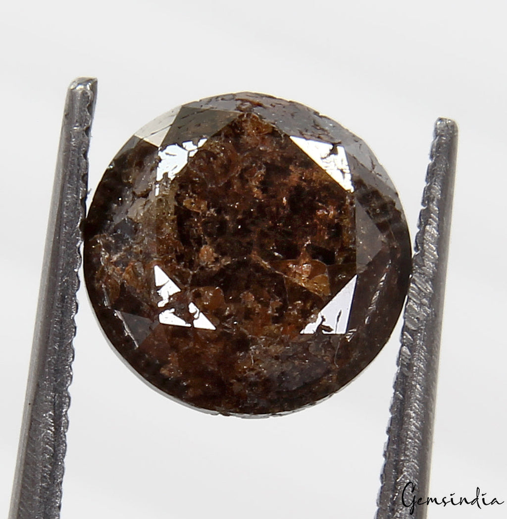 3.56 Ct Natural Salt and Pepper Brown Diamond – Rare Round Shape Loose Diamond