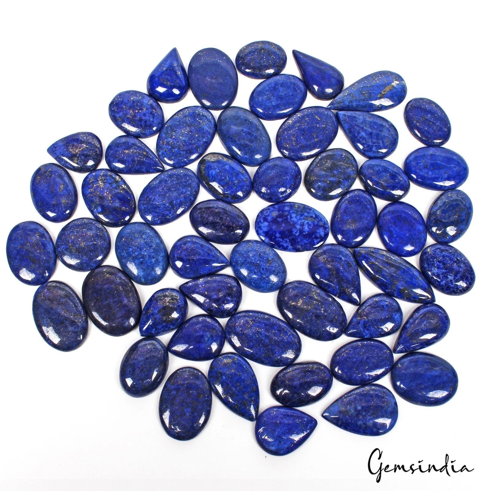 52 Pcs Natural Blue Lapis Lazuli 21-39mm Mix Cabochon Loose Gemstones 1360 Cts