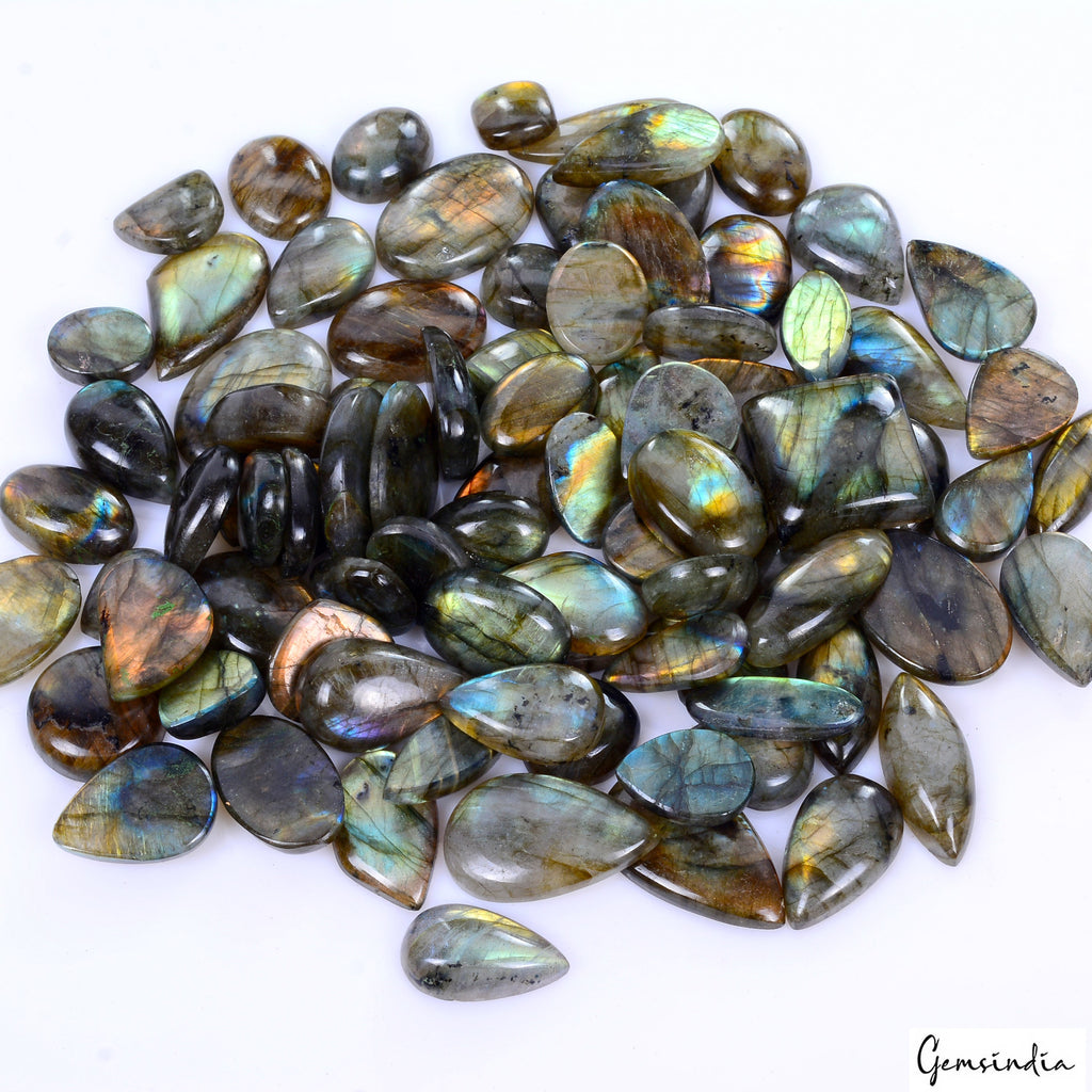 1500 Cts/85 Pcs Natural Untreated Multi Shine Labradorite Mix Cab Loose Gems Lot
