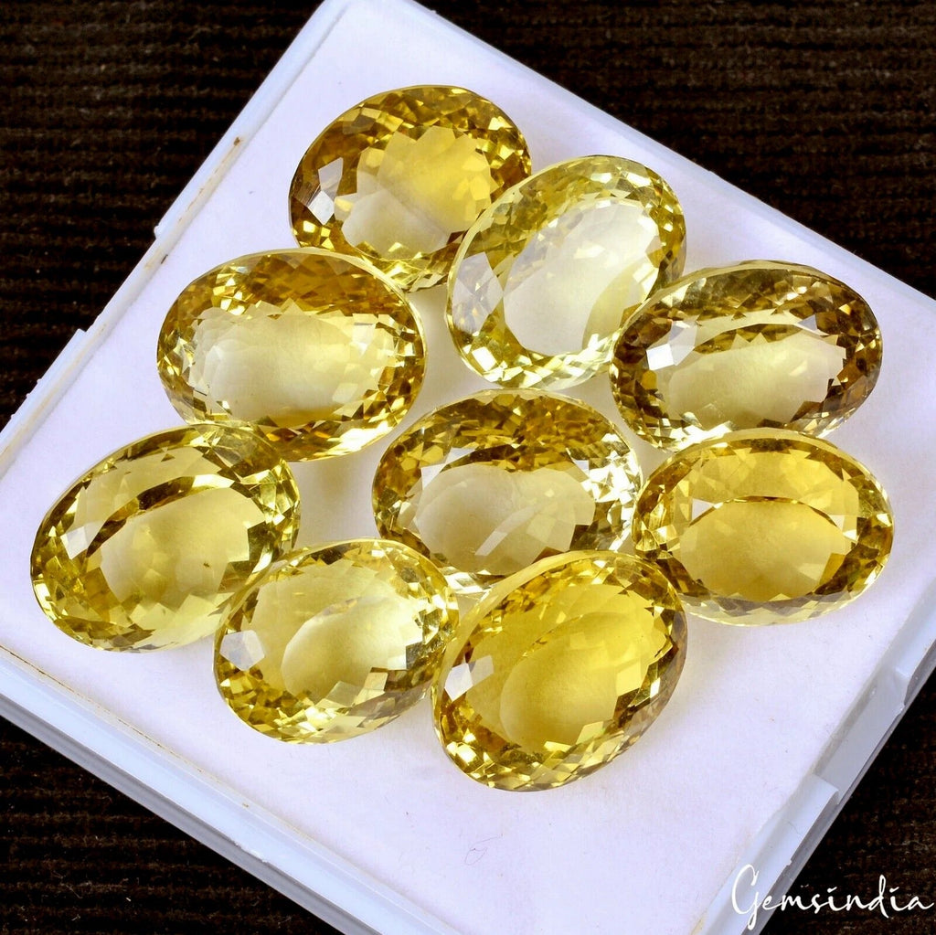 Certified 173.80 Ct/9 Pcs Natural Brazilian Yellow Citrine Oval Gems For Jewelry