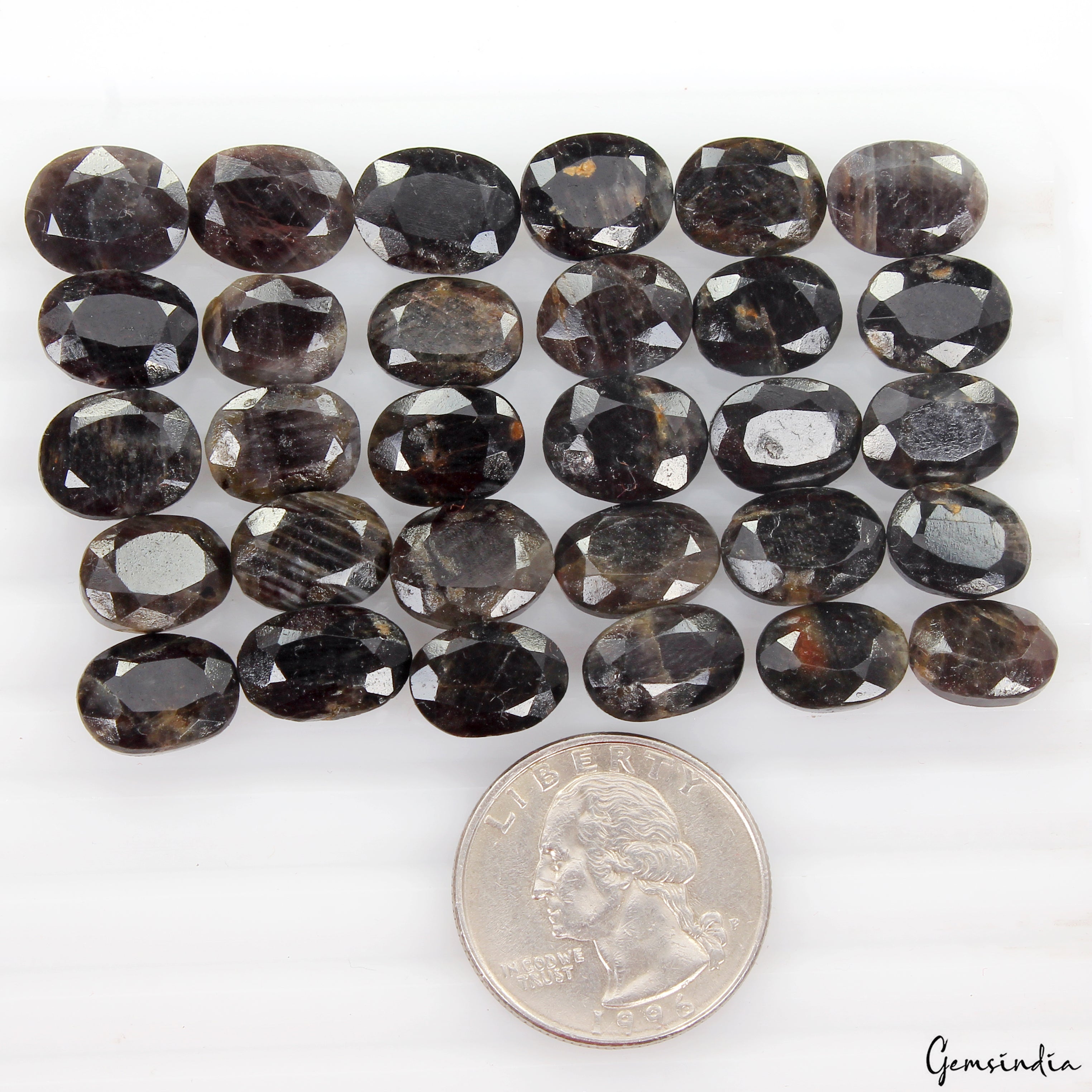 30 Pcs Natural Untreated Black Sapphire 11mm-13mm Loose Oval Ring Size Gemstones