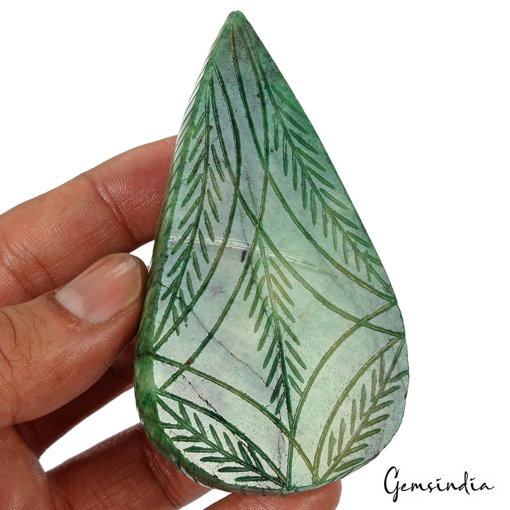 930 Ct Natural Green Brazilian Emerald Pear Cut Carving Earth Mined Huge Gems