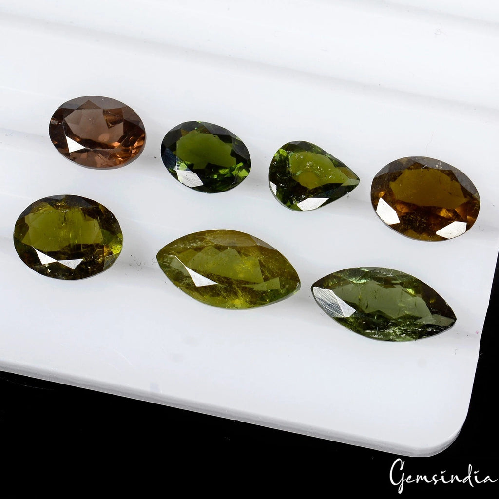 Green Tourmaline Lot, Loose Gemstone — 7 Pieces, 8mm to 12mm, 10.30 Ct, Mozambique
