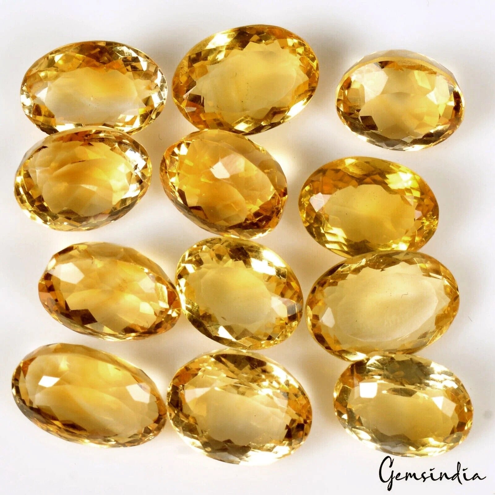 💎 92.50Ct 12 Pcs Lot Oval Cut Natural Yellow Citrine - Best for Jewelry, Brazil