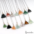 14Pc Natural Multi Gem Reversible Crystal Healing Trillion Shape Pendant Jewelry