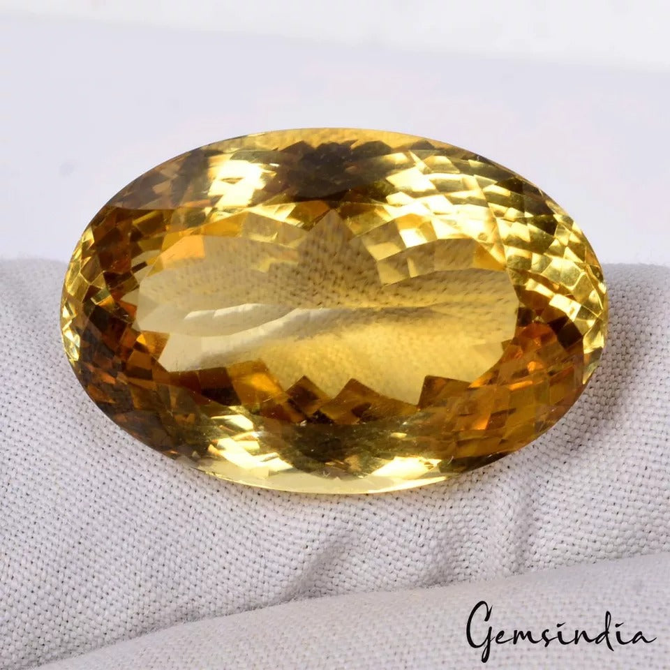 Citrine Loose Gemstone, Untreated, Yellow — 24x15x12 mm, 34.30 Ct, Brazil