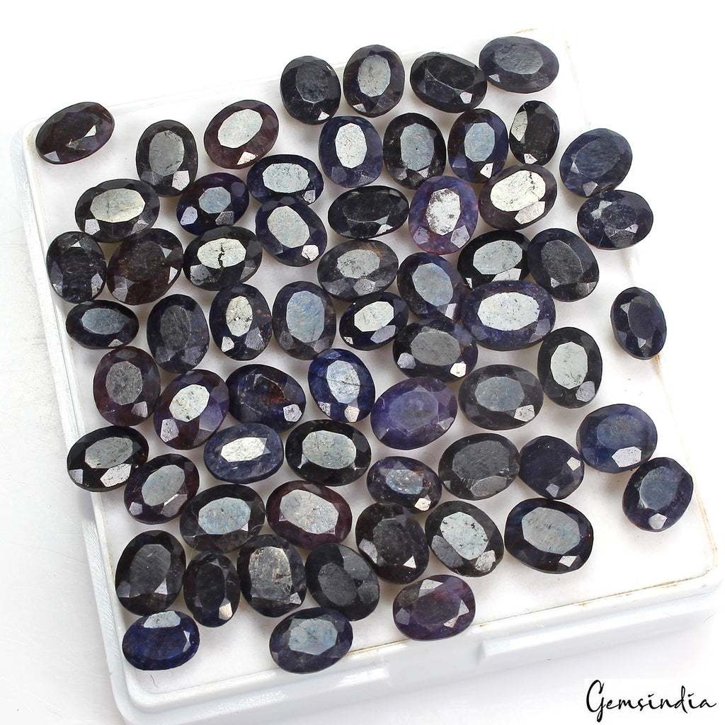 111.70 Ct Natural Blue Sapphire Oval Cut Faceted Gemstone Lot 63 Pcs For Jewelry