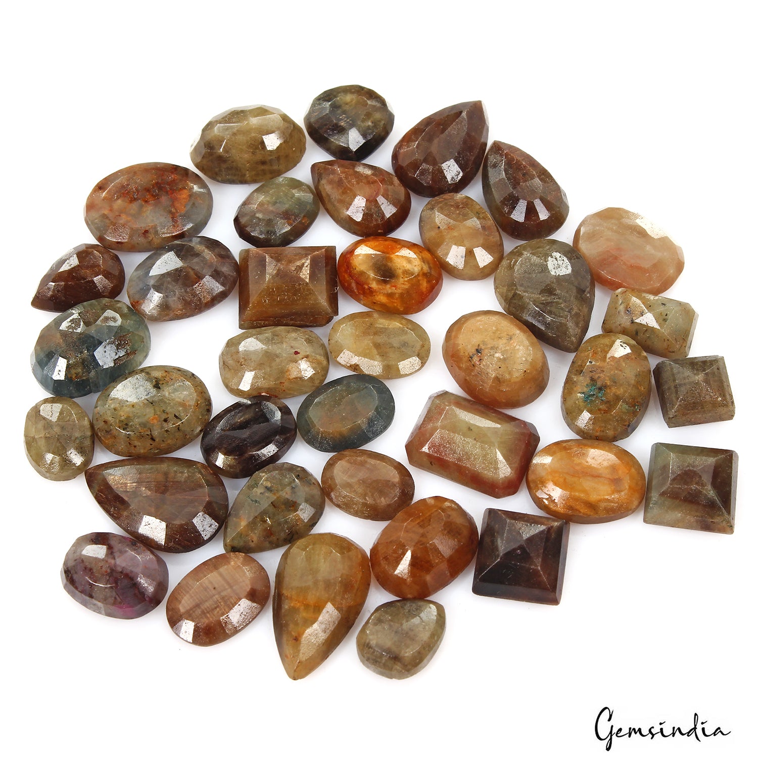 380 Ct/37 Pcs Natural Untreated Brown Sapphire Mix Cut Loose Ring Size Gemstones