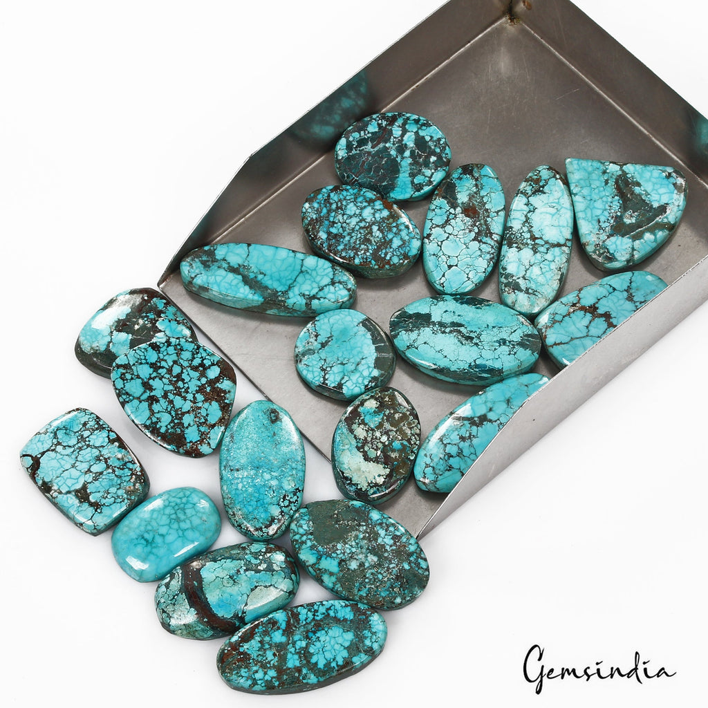 600 Ct/19 Pcs Natural Blue Arizona Spider Web Turquoise Mix Cab Loose Gems Lot
