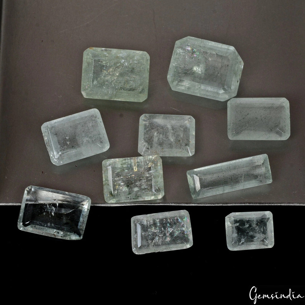 52.70 Cts/10 Pcs Natural Unheated Green Aquamarine Octagon Cut 9m-17mm Gems Lot