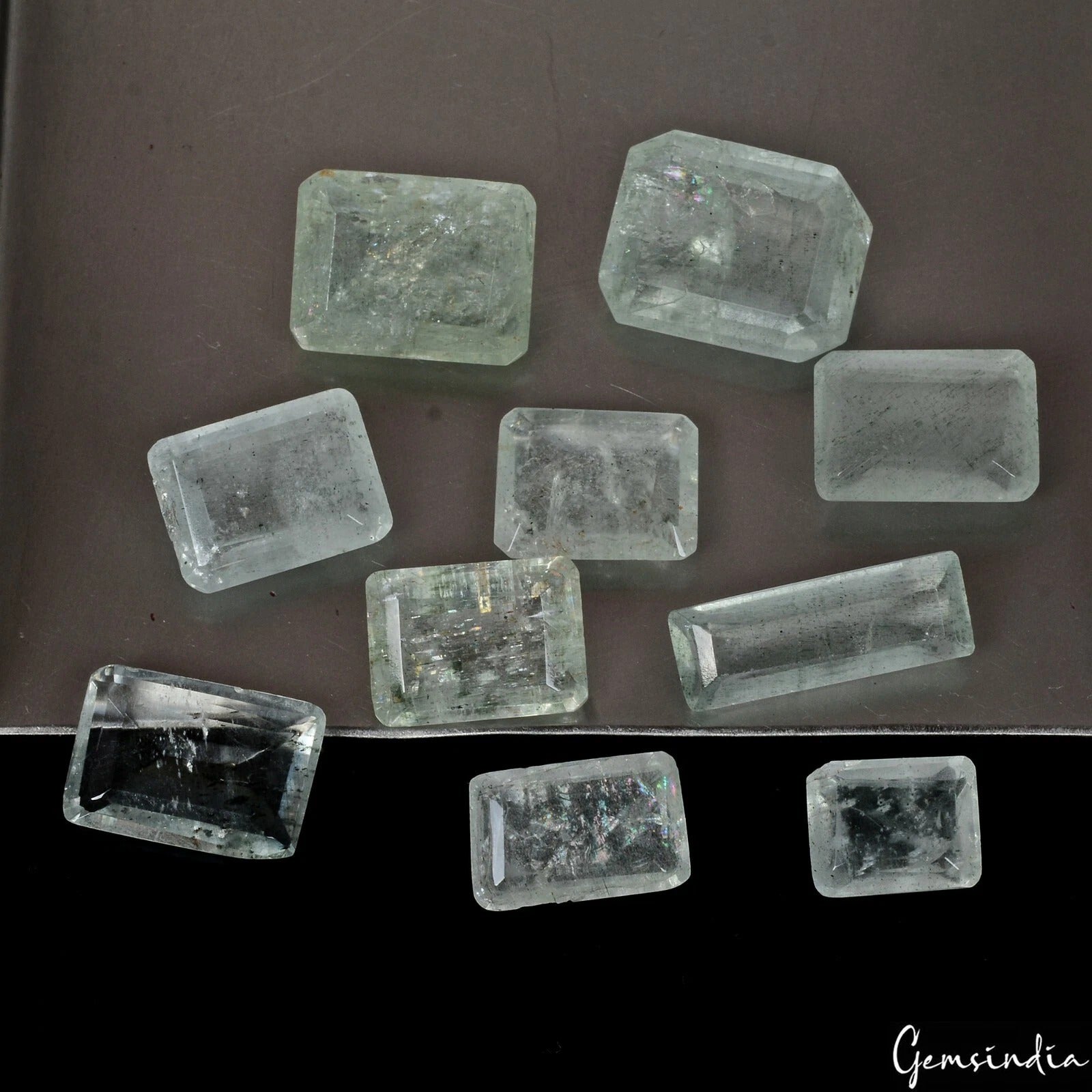 52.70 Cts/10 Pcs Natural Unheated Green Aquamarine Octagon Cut 9m-17mm Gems Lot