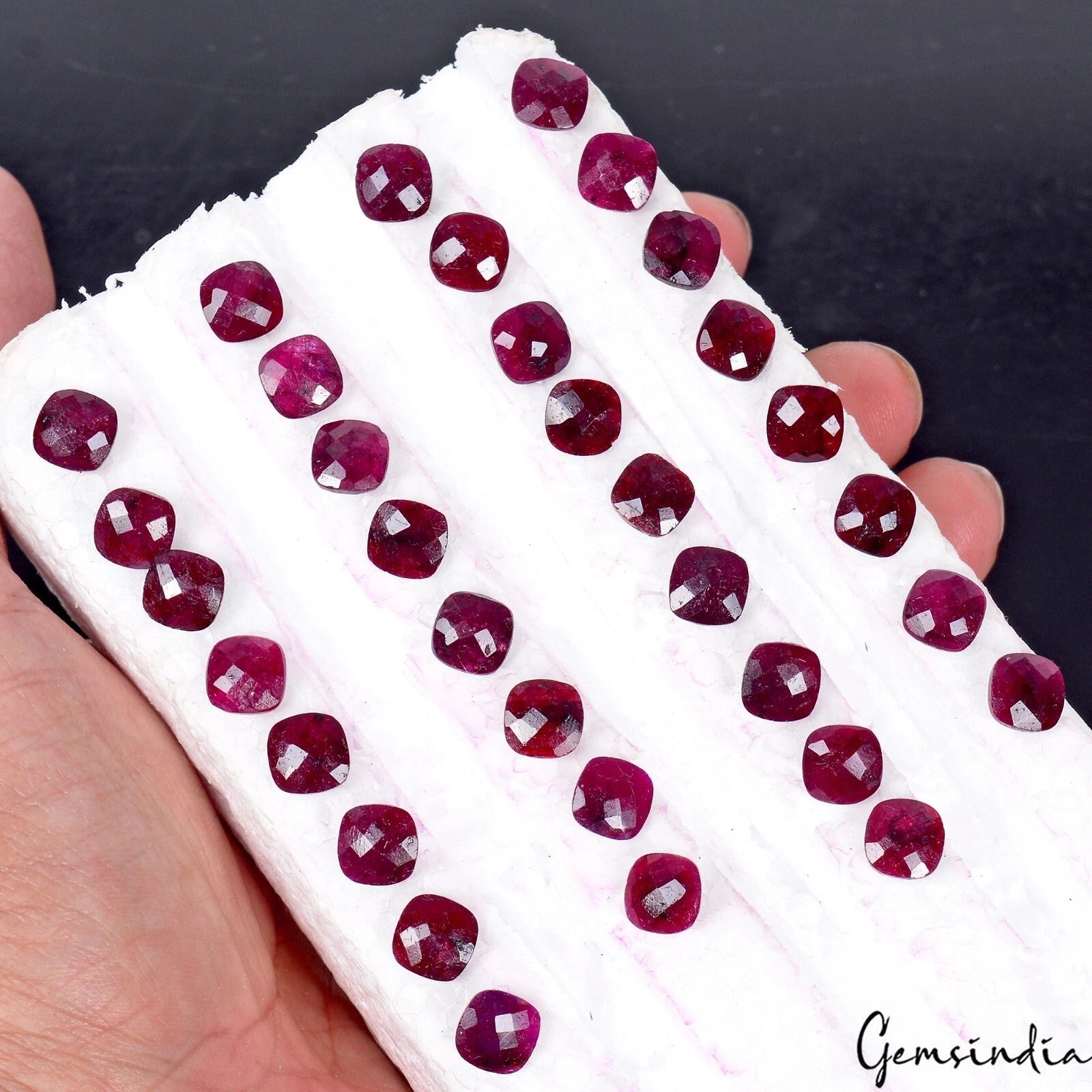 88.50 Ct Natural Red Ruby Cushion Checker Cut Loose Certified Gemstone Lot 33 Pc