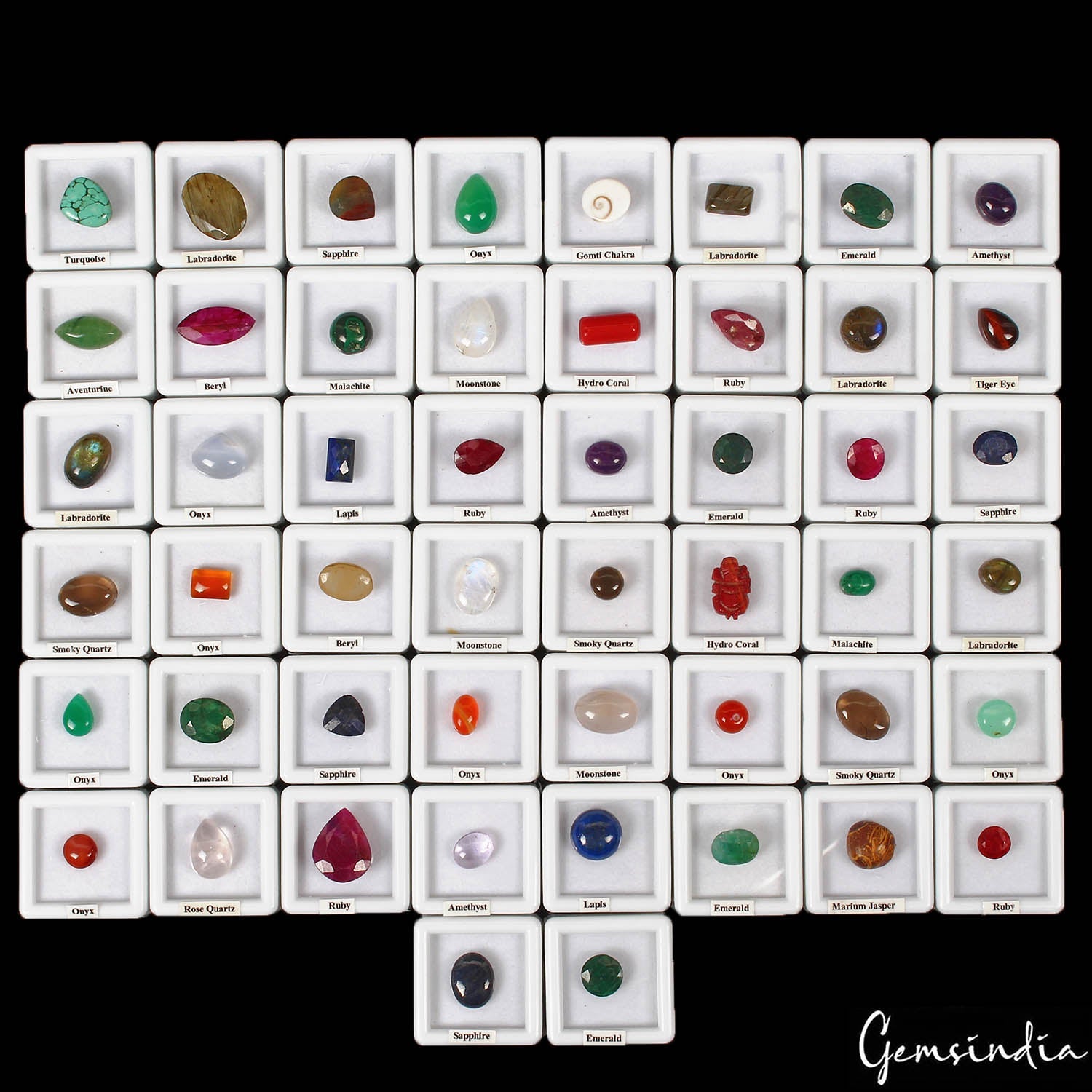 50 Pcs Estate Genuine Multi Color Loose 7mm -18mm Gems Lot Collection w/ Boxes