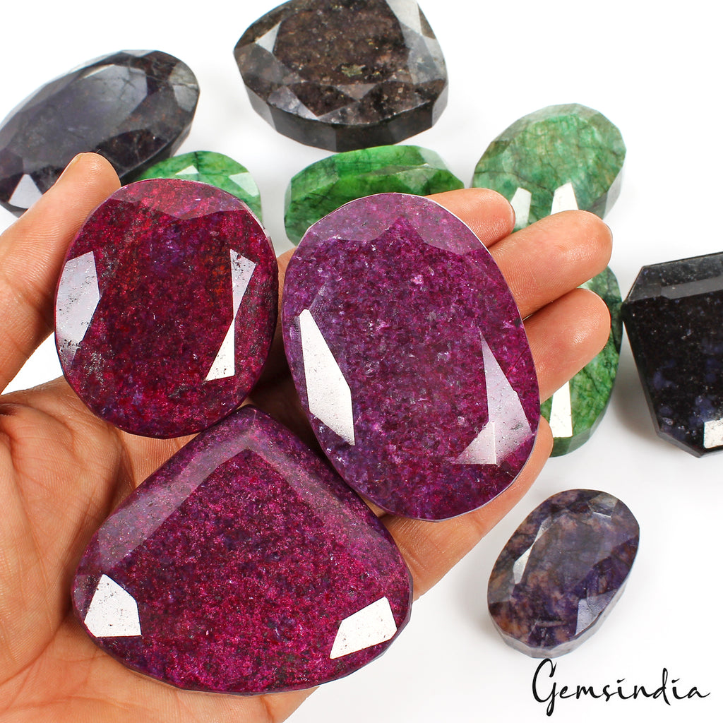 Emerald Lot, Loose Gemstone, Color Enhanced, Multi Color — 11 Pieces, 47mm to 72mm, 6100 Ct, Madagascar