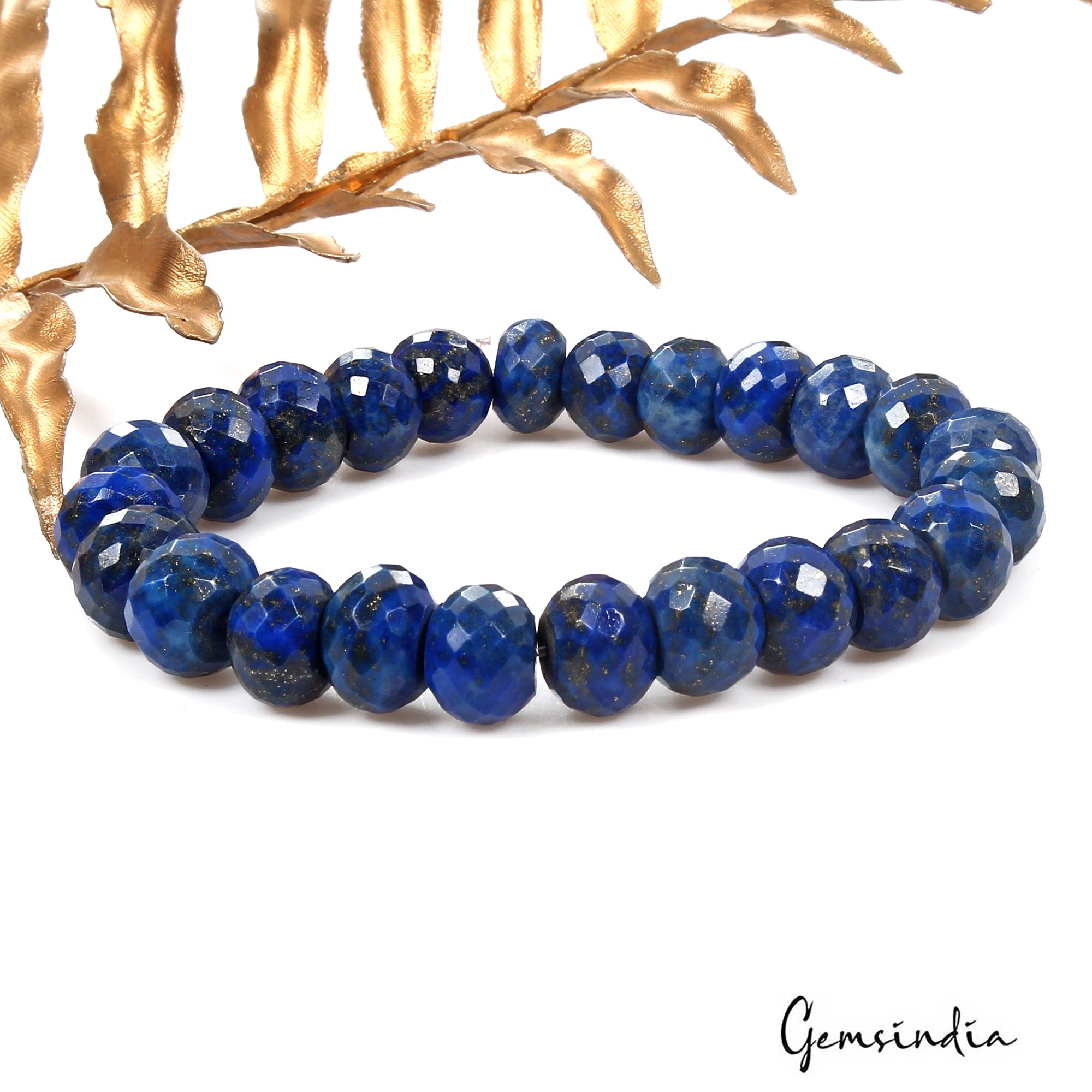 200 Ct Natural Blue Lapis Lazuli Gems Round Beaded Stretchable Handmade Bracelet