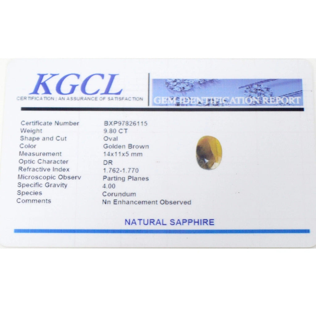 9.80 Ct Natural Untreated Golden Brown Sapphire Oval Cut Certified Loose Gems