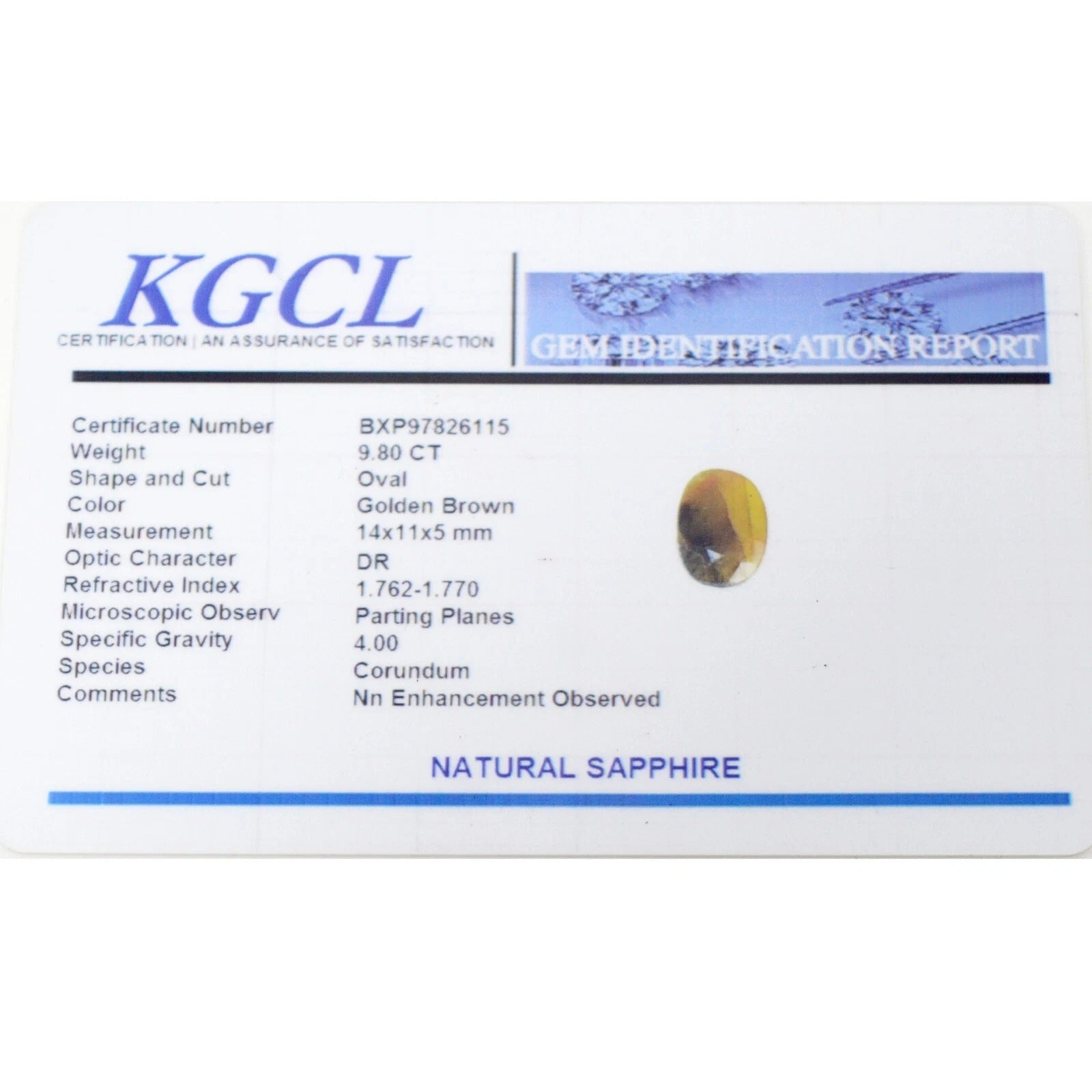 9.80 Ct Natural Untreated Golden Brown Sapphire Oval Cut Certified Loose Gems