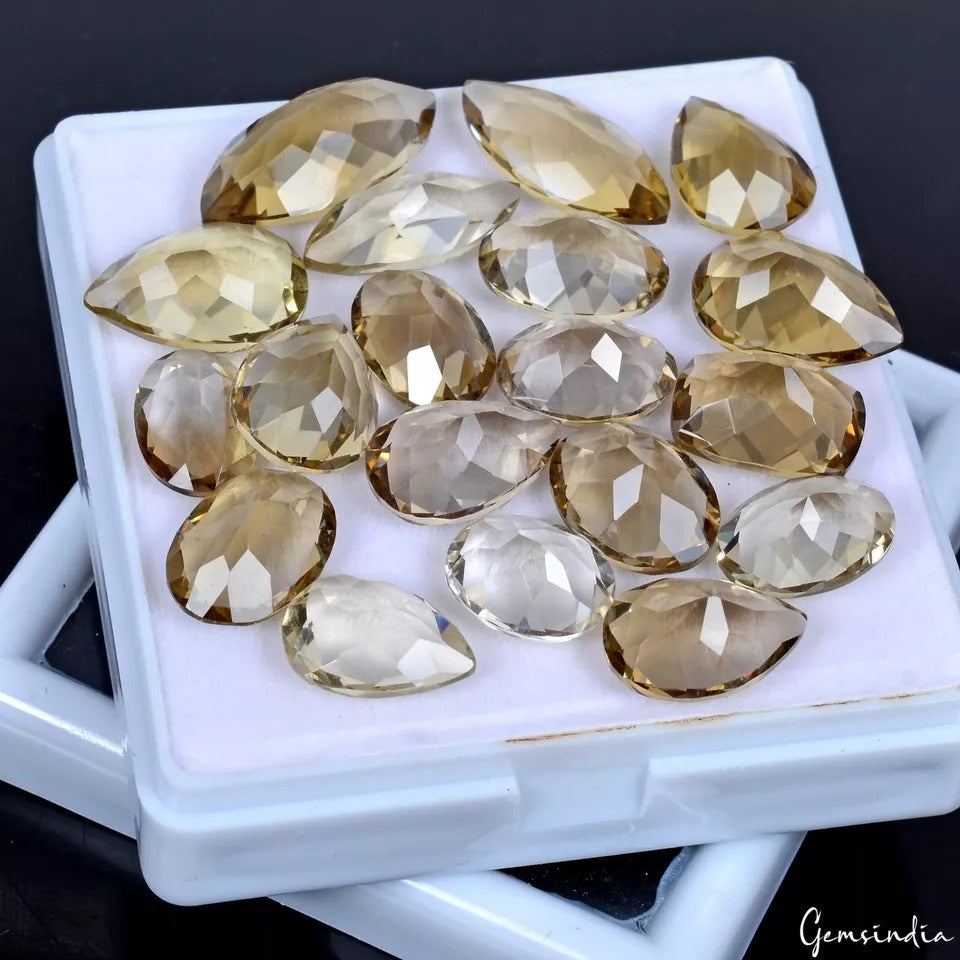 97.40 Ct/19 Pcs Natural Honey Quartz Citrine VVS Mix Cut 12-22mm Loose Gemstones