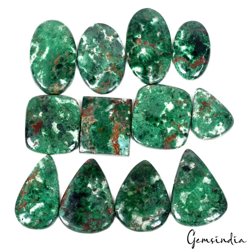 Chrysocolla Cabochon, Untreated, Green — 25mm to 37mm, 525 Ct