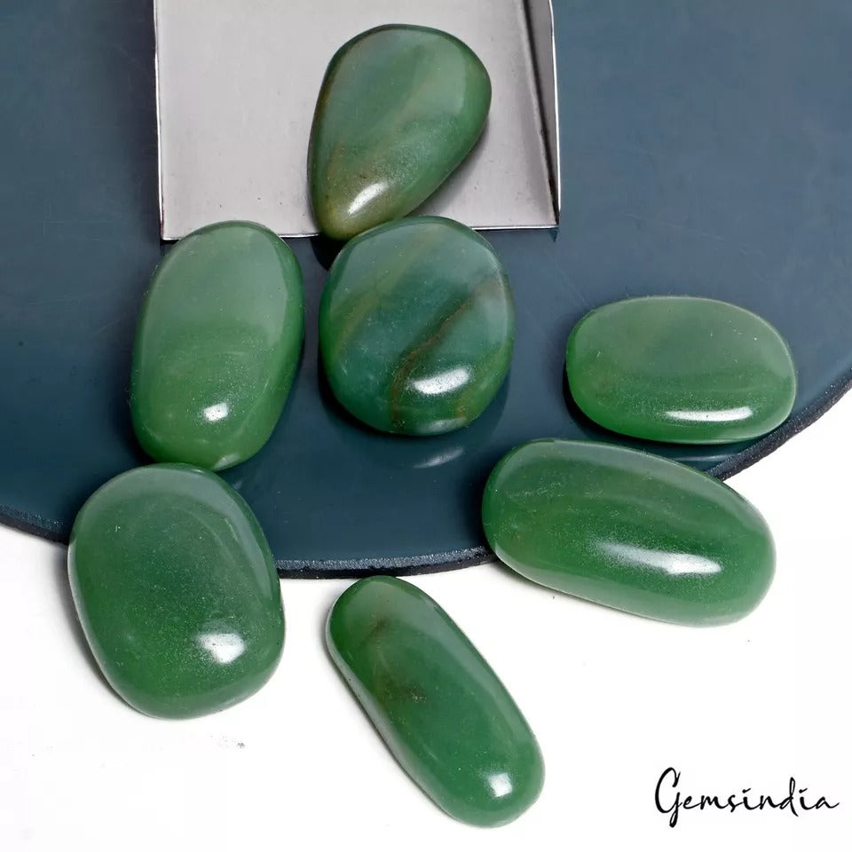 1000 Ct/7 Pcs Natural Green Aventurine Smooth Polished Loose Pendant Size Gems