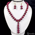 962+Ct Natural Red Ruby Smooth Round Cabochon Beads Gemstone Necklace & Earrings