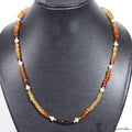 150 Ct Untreated Hessonite Garnet & Pearl Round Cut Bead Handmade Necklace 20"
