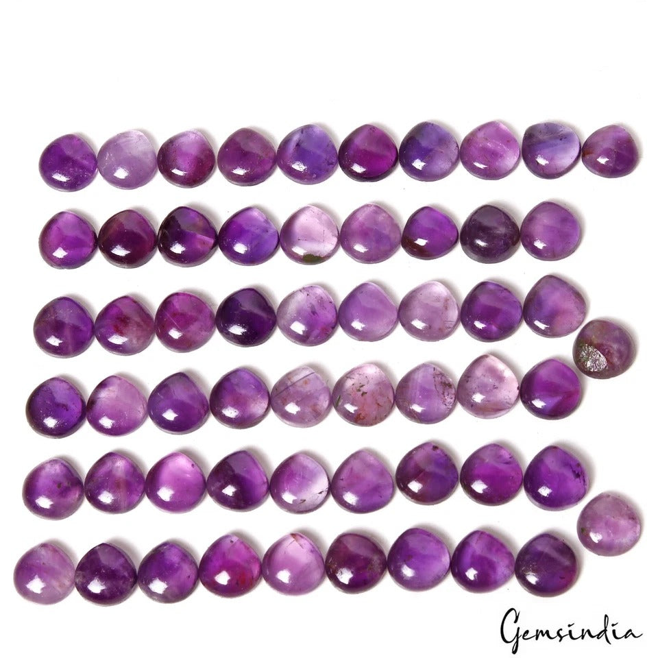 Amethyst Lot, Cabochon, Purple — 53 Pieces, 8mm to 10mm, 180 Ct, Madagascar