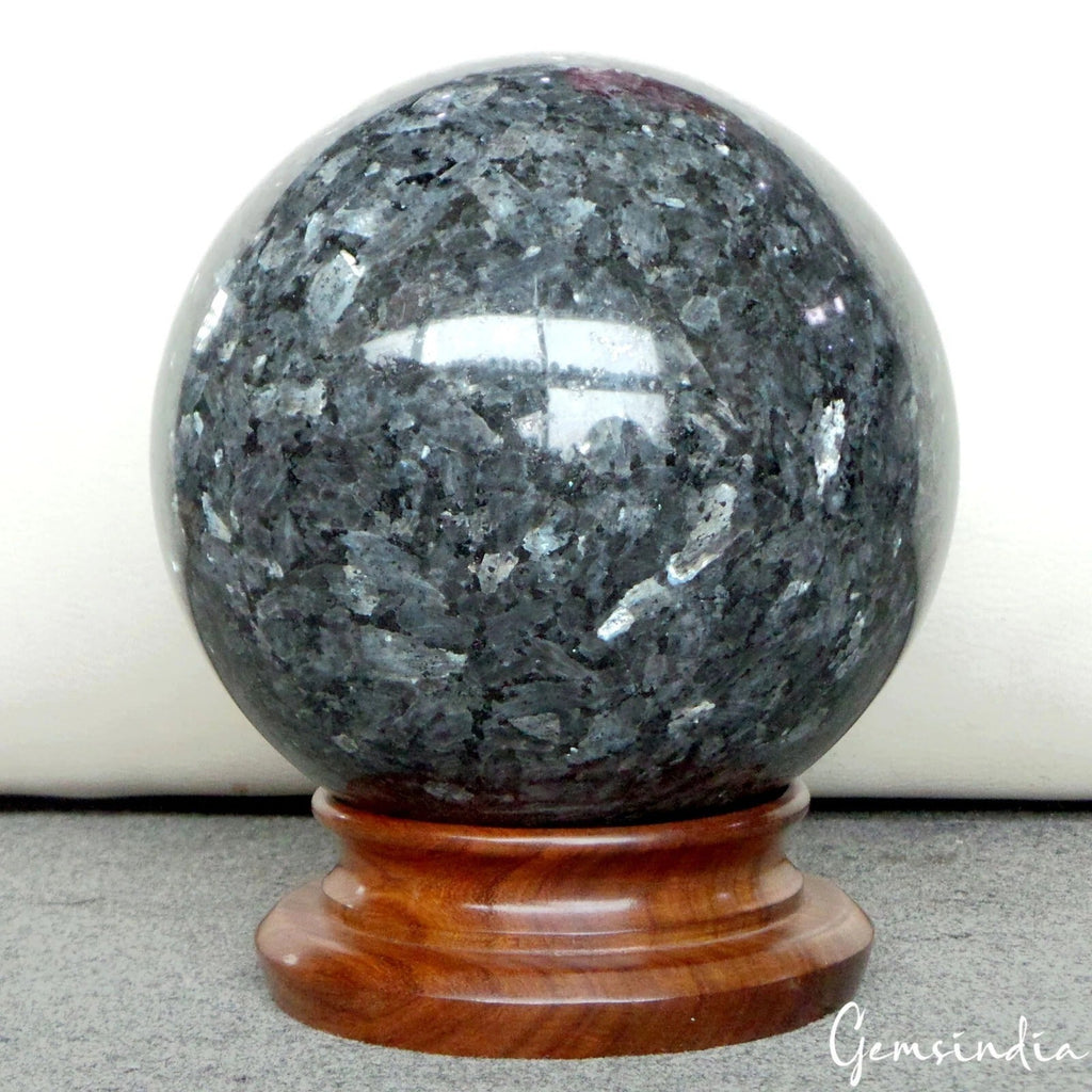 9.9 kg Blue Silver Shine Larvikite Crystal Healing Mineral Huge Gem Sphere 7.5"