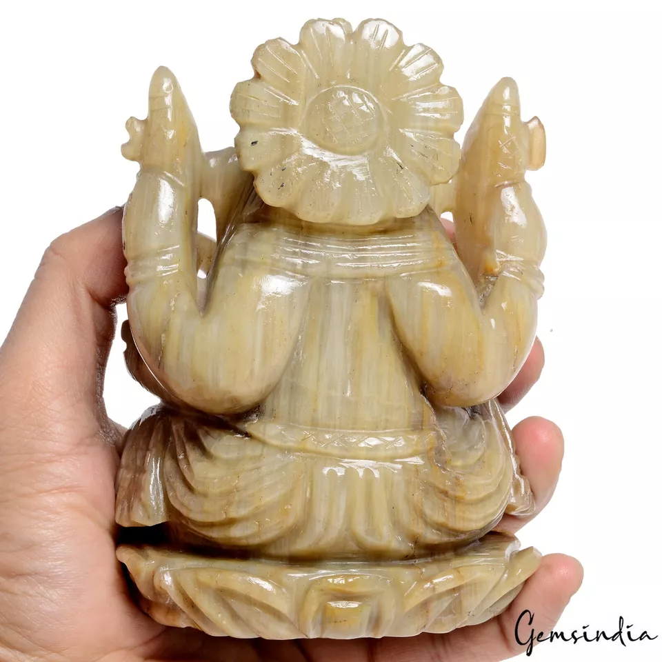1.12 Kilo5.1" Natural Rare Cat's Eye Hand Carved Beautiful God Ganesha Sculpture