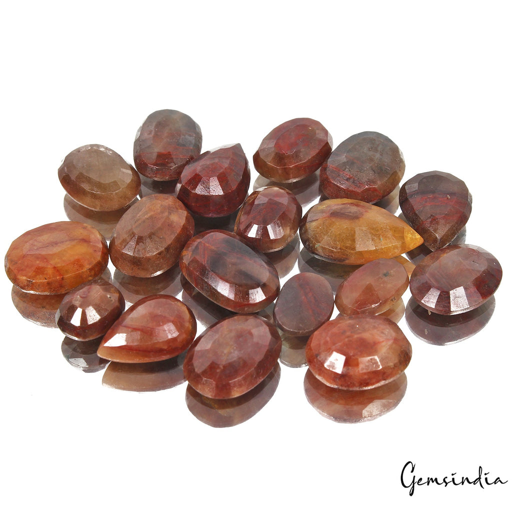 Certified 250 Cts/18 Pcs Natural Untreated Brown Red Sapphire Mix Cut Loose Gems
