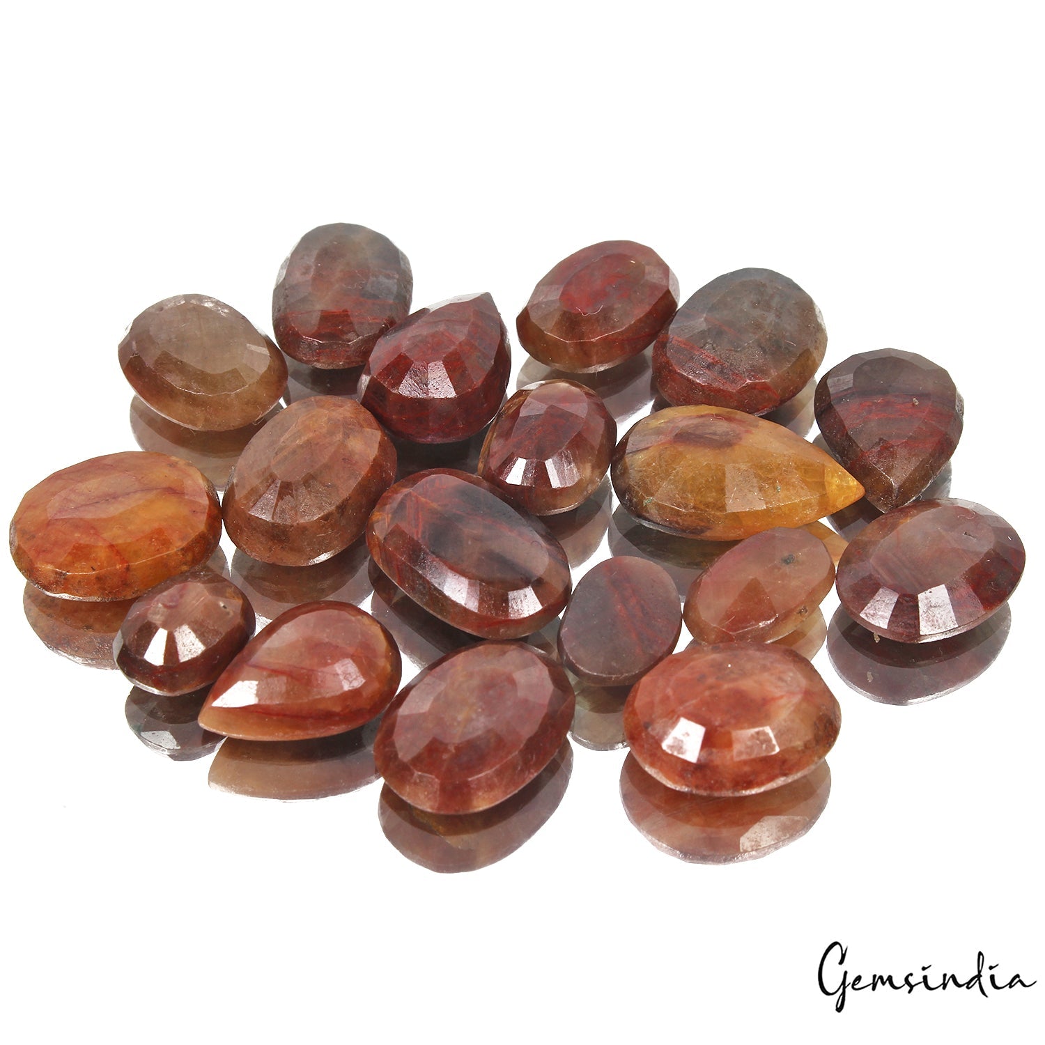 Certified 250 Cts/18 Pcs Natural Untreated Brown Red Sapphire Mix Cut Loose Gems