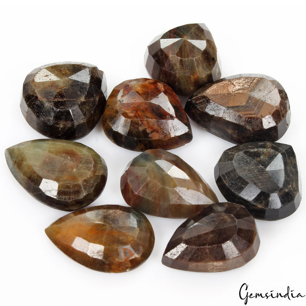 9 Pcs Natural Untreated Brown Sapphire Pear Cut Loose 26-33mm Gemstones~790 Cts