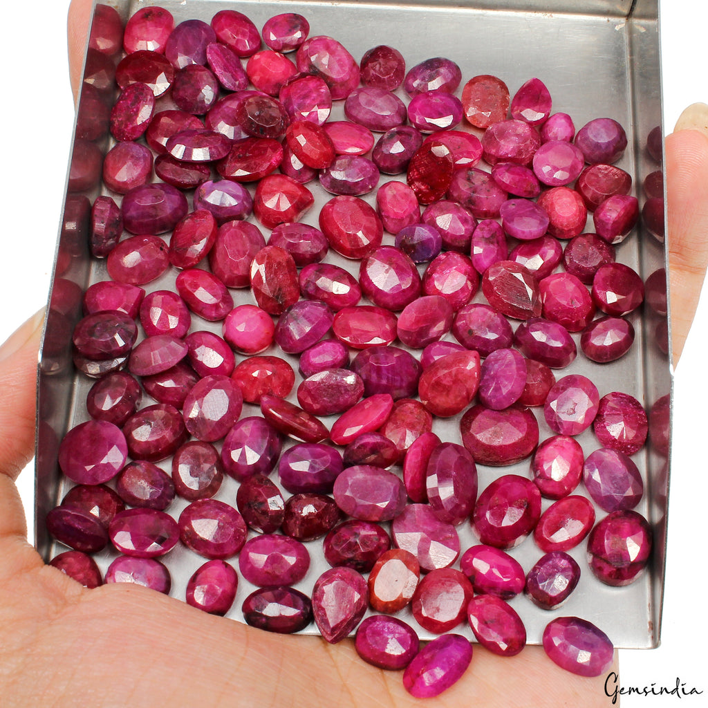 500 Ct/131 Pcs Natural Pink Red Ruby 7-13mm Oval Cut Loose Jewelry Gemstones Lot