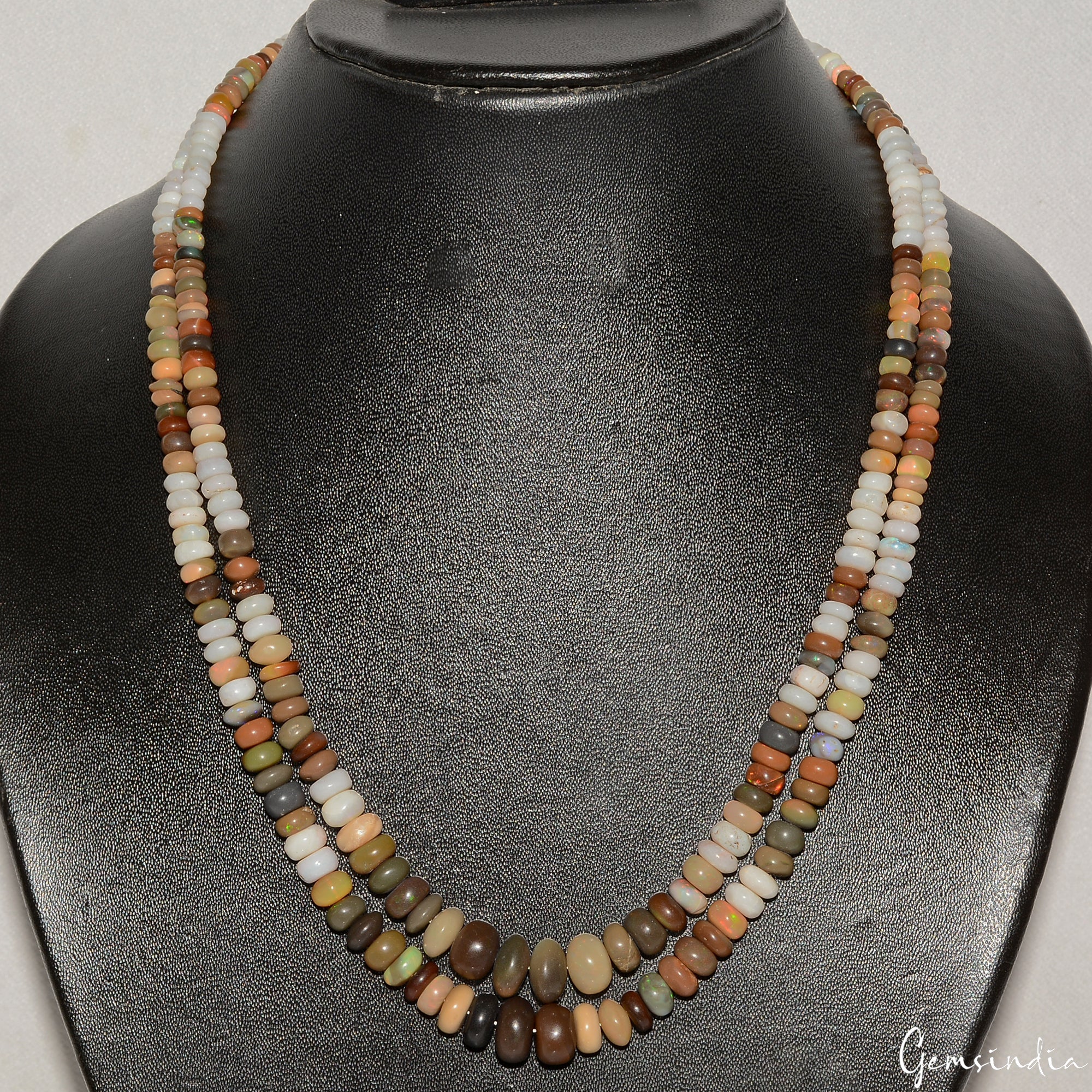 186.20 Ct Natural Multi Color Shine Oval Round Beaded Single Strand Necklace 19"