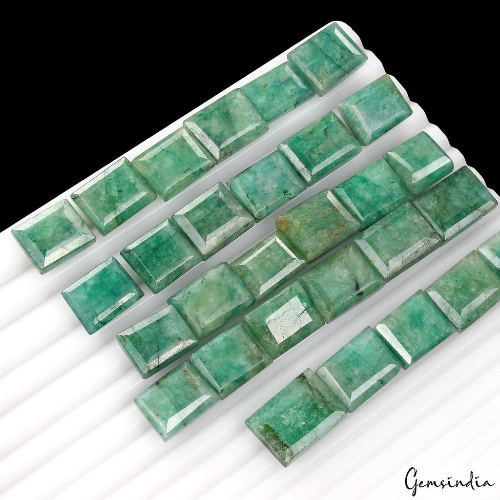 520 Ct Natural Green Emerald Rectangular Cut Faceted Loose Wholesale Gems Lot