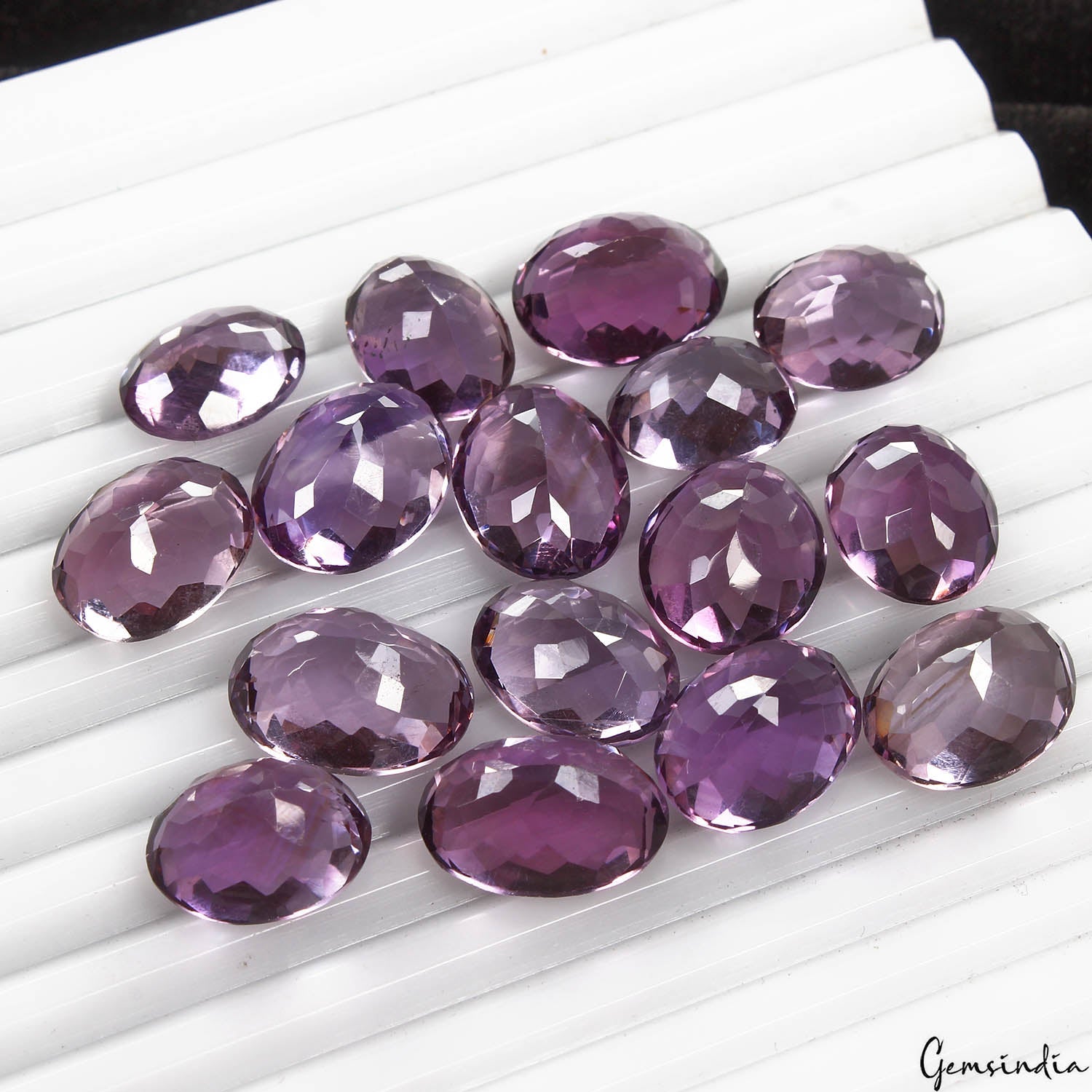 121.50 Ct/16Pcs Natural Brazilian Purple Amethyst Oval Cut Rare Gems For Jewelry