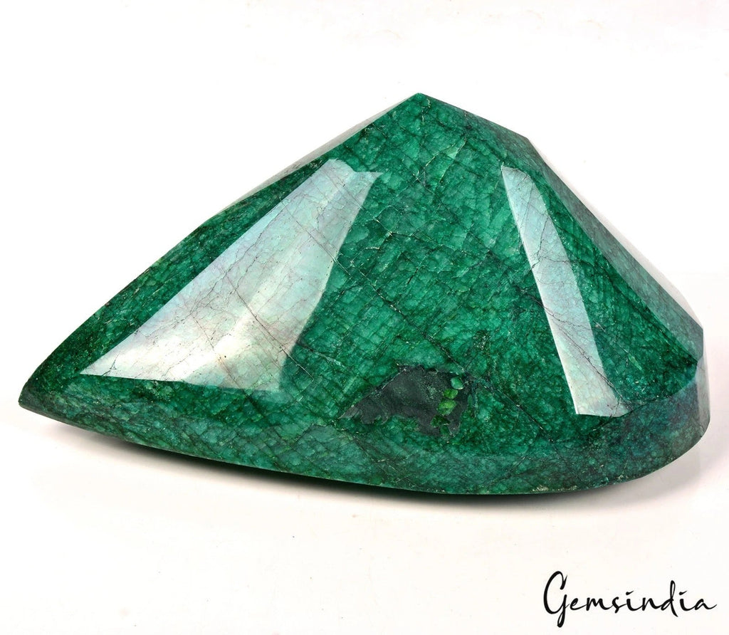 Biggest 8.3 Kilo Natural Brazilian Dark Green Emerald Pear Faceted Huge Size Gem
