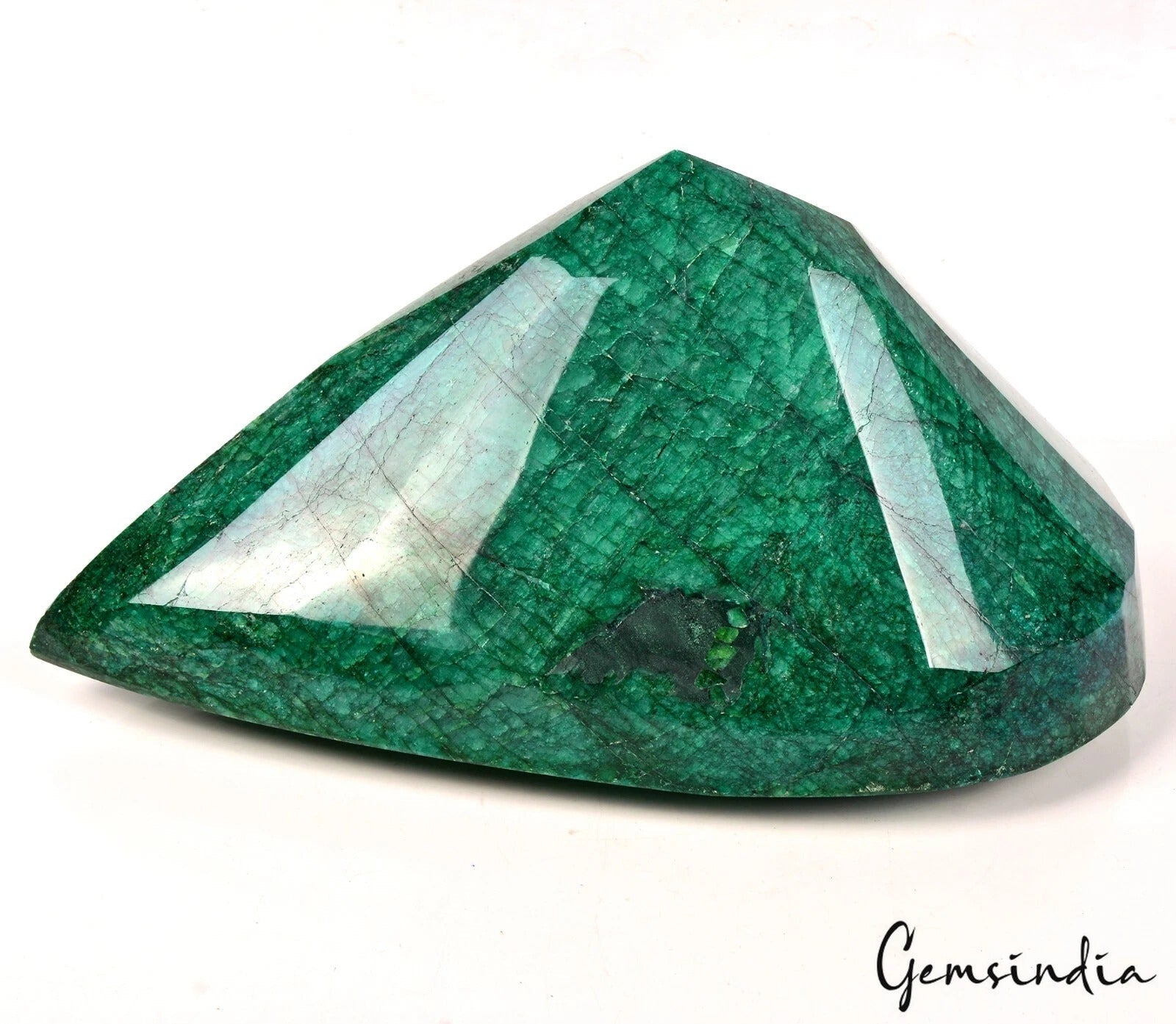 Biggest 8.3 Kilo Natural Brazilian Dark Green Emerald Pear Faceted Huge Size Gem