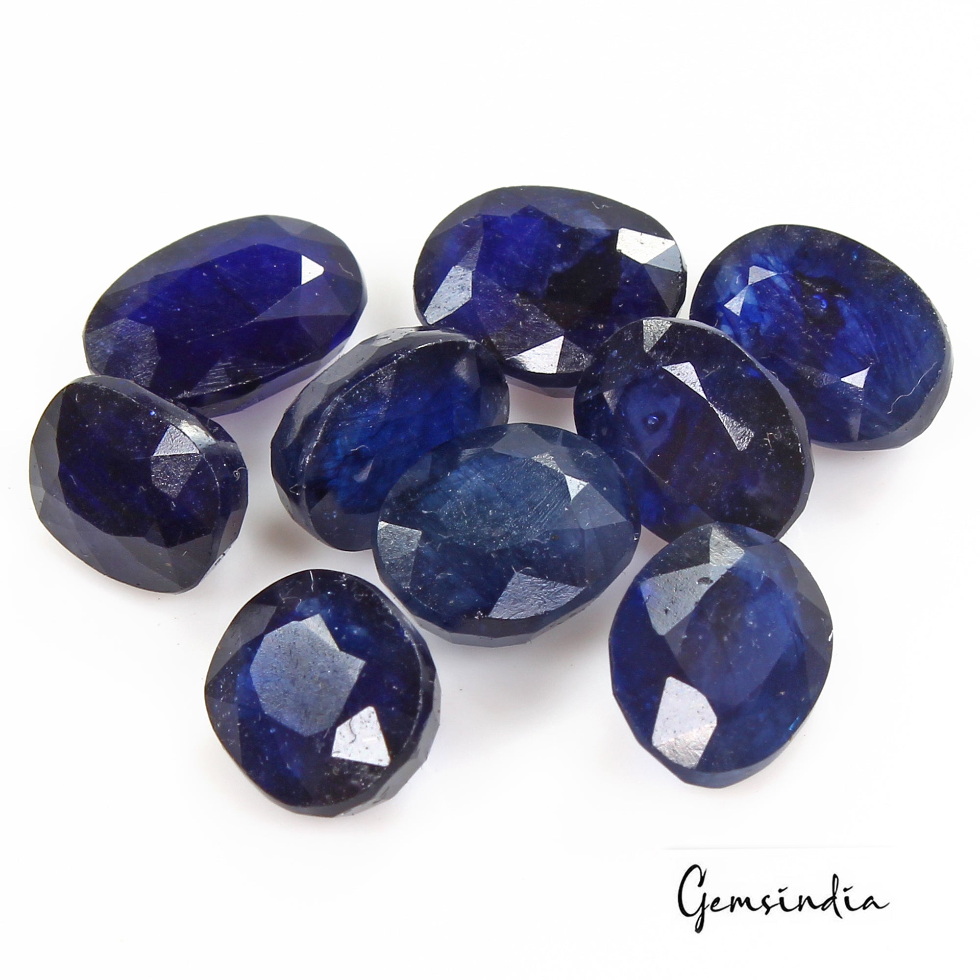 Certified 46 Ct/10 Pcs Natural Blue Ceylon Sapphire Oval Cut Gem Lot For Jewelry