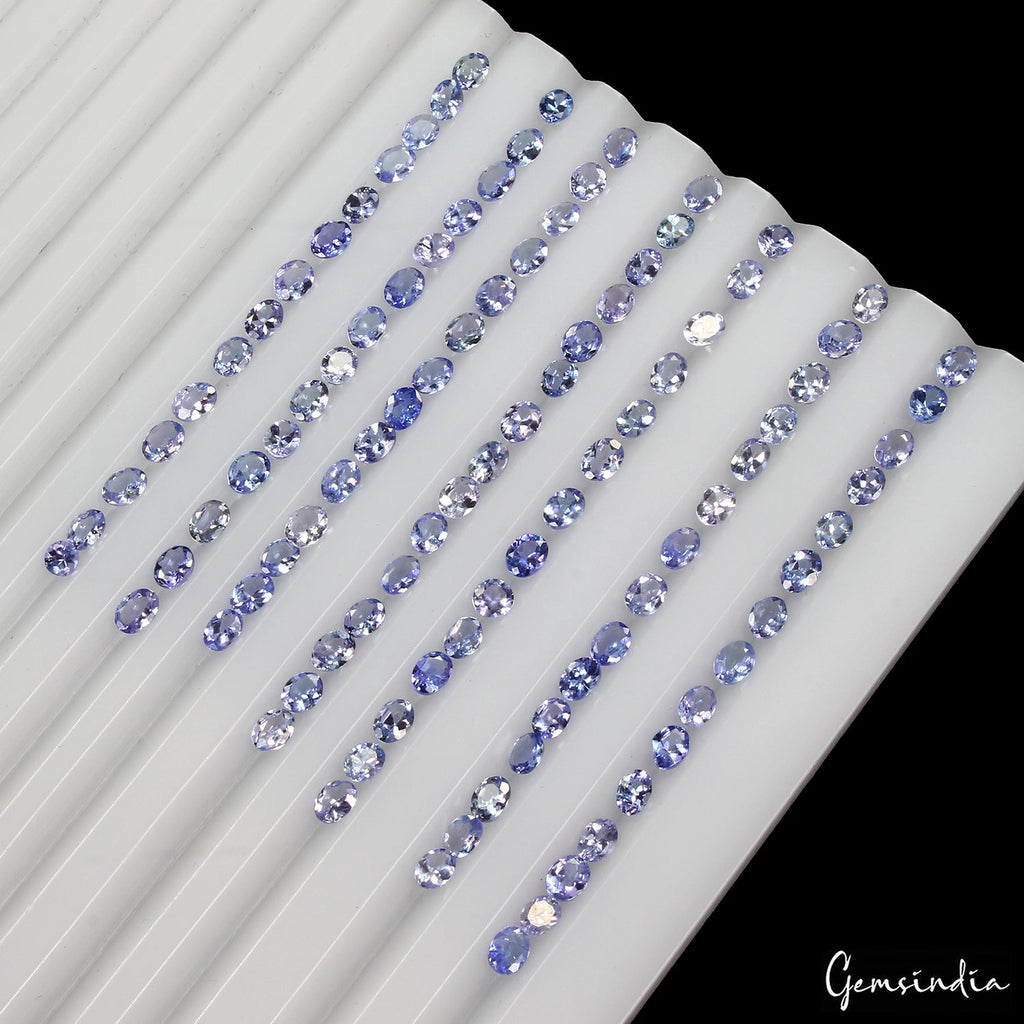 100 Pcs Natural Tanzanite 4x3mm Oval Cut Sparkling Violet Blue Loose Gemstones