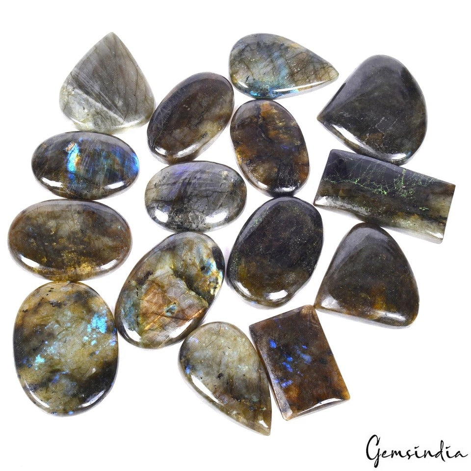 Labradorite Lot, Cabochon — 15 Pieces, 47mm to 60mm, 2300 Ct