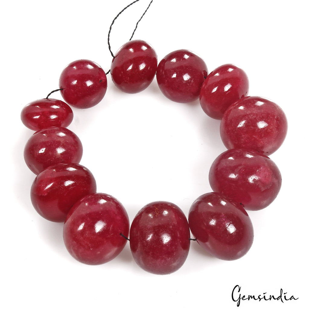 320 Ct/12 Pcs Natural Red Quartz Round Cab Drilled Loose 13mm-19mm Bead Gems Lot