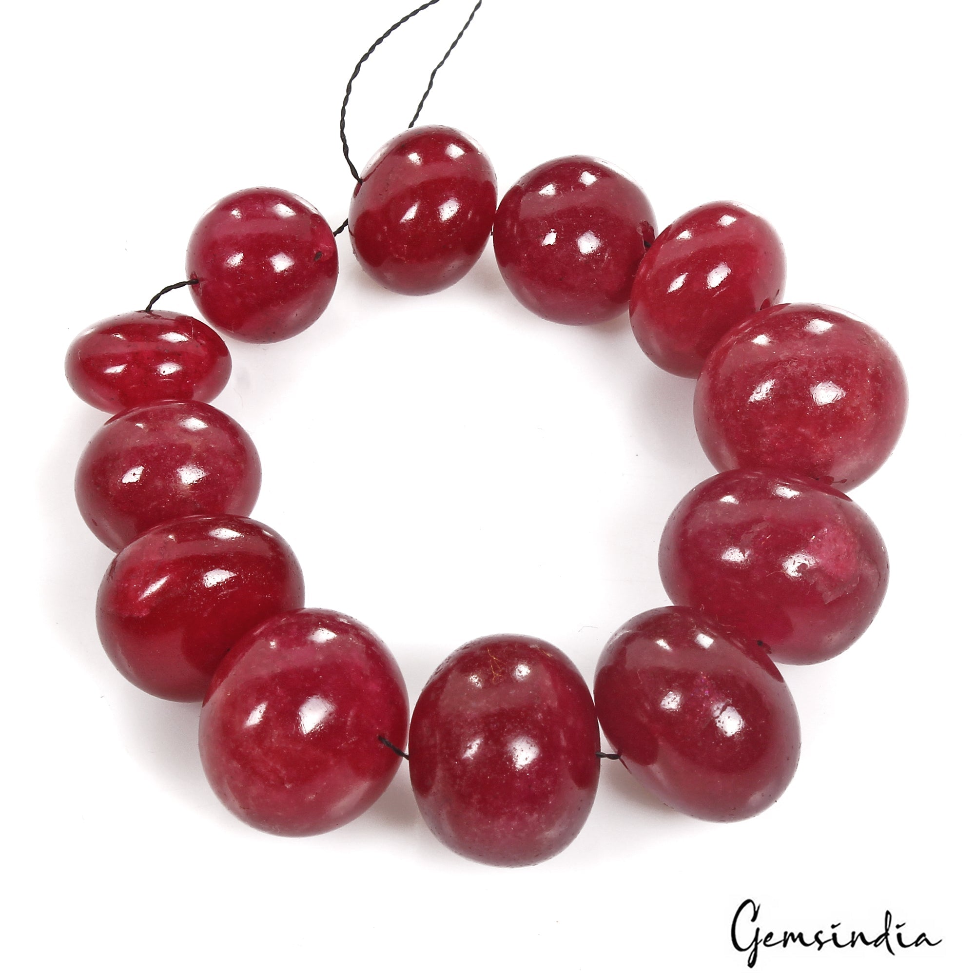 320 Ct/12 Pcs Natural Red Quartz Round Cab Drilled Loose 13mm-19mm Bead Gems Lot