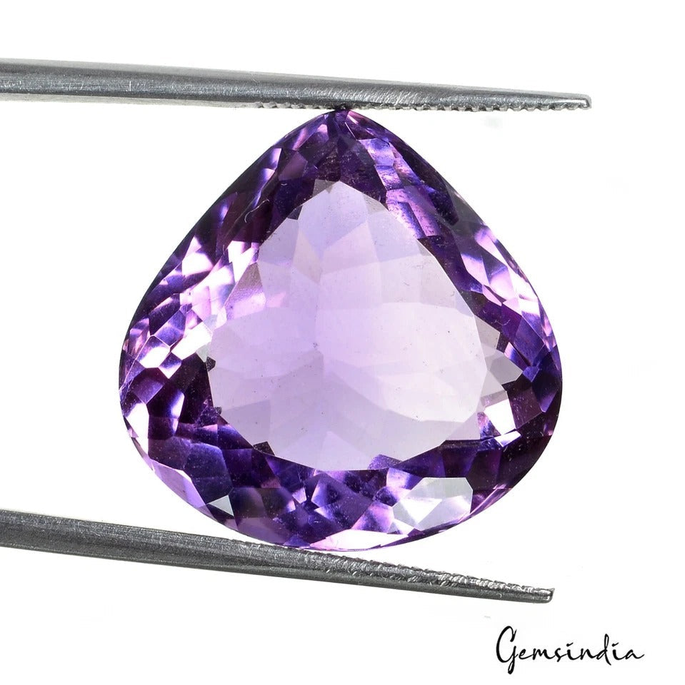 21.00 Ct. Natural VVS Purple Amethyst Pear Faceted Cut Loose Untreated Gemstone