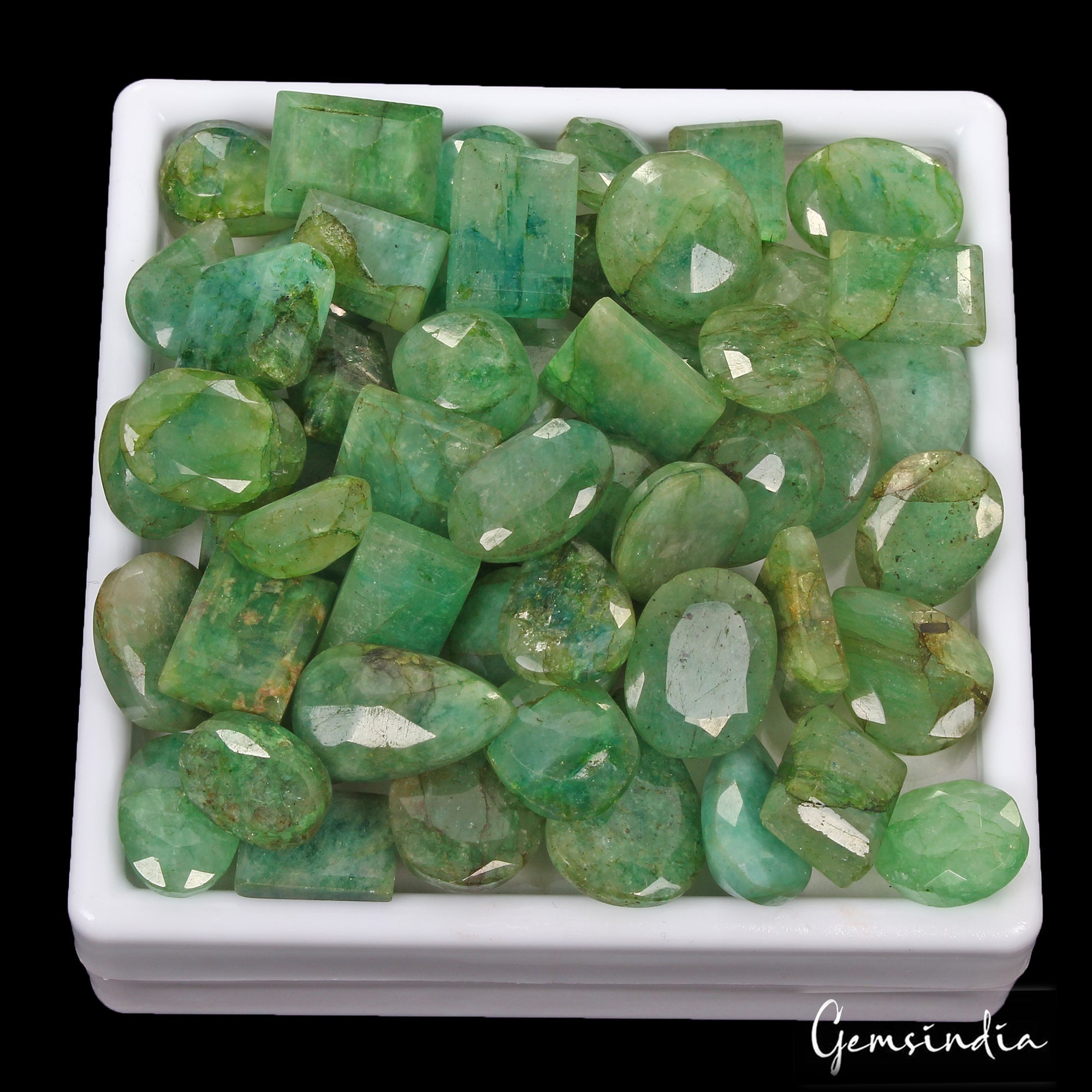 680 Cts/58 Pcs Natural Brazilian Green Emerald Mix Cut Loose 12mm-22mm Gems Lot