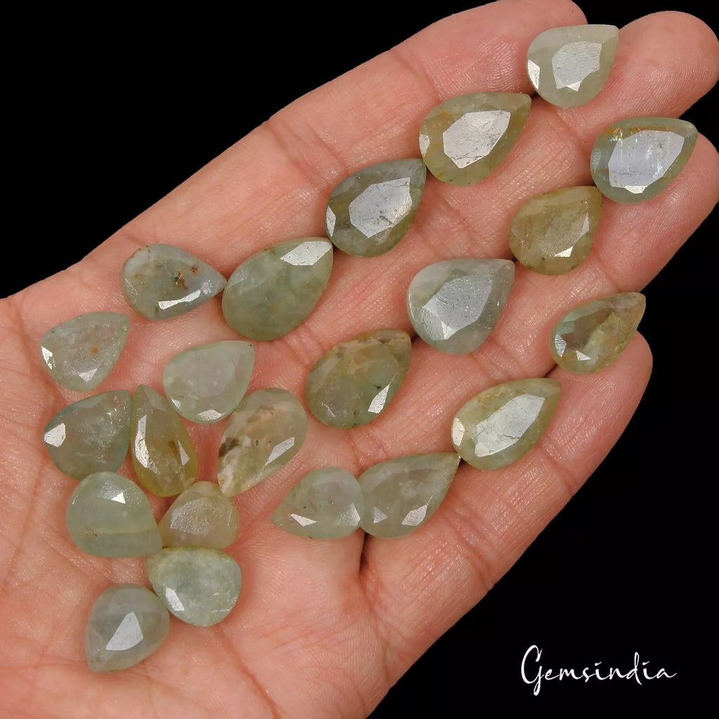 189.60 Ct/22 Pcs Natural Untreated Green Beryl Aquamarine Pear Cut Loose Gem Lot