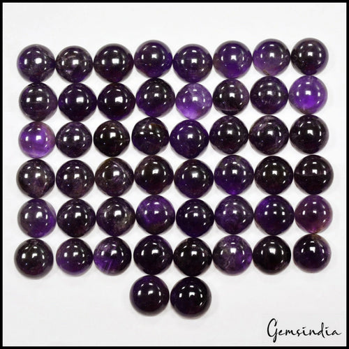 Amethyst Lot, Cabochon, Untreated, Purple — 50 Pieces, 14mm to 16mm, 650 Ct, Brazil